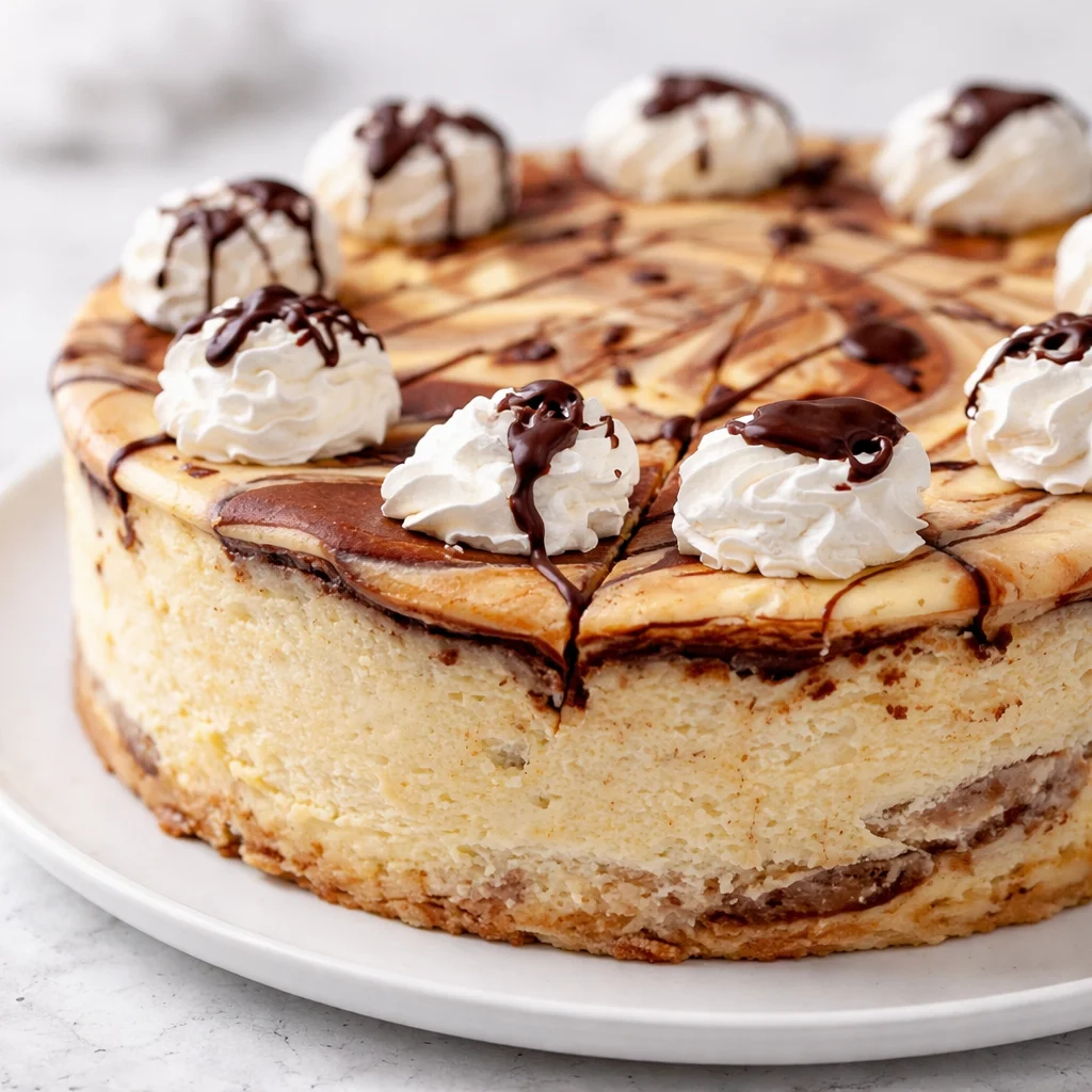 Marble cheesecake swirled with chocolate